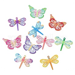 40Pcs 10 Styles Spray Painted 430 Stainless Steel Filigree Pendants&nbsp;STAS-CJ0002-53