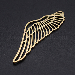 201 ステンレススチール製フィリグリージョイナーリンク  ウイング  ゴールドカラー  56.5x19x1mm  穴：3x17mm&nbsp;STAS-T056-JN876-2