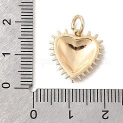 真鍮製エナメルペンダント  ナザールボンジュウチャーム付きハート  丸カン付き  ゴールドカラー  16x16x3mm  穴：4mm&nbsp;LS-KK-H253-04G