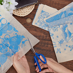 8シート8種類のスタイルの紙製セラミックデカール  陶器 陶磁器 粘土転写紙  下絵花紙  ブルー  52.5~53x38x0.005cm  1枚/スタイル&nbsp;DIY-BC0012-05A