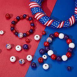 140Pcs 7 Style Independence Day Natural Wood Beads&nbsp;WOOD-SC0001-45