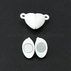 スプレー塗装された合金マグネットクラスプ  カドミウムフリー＆ニッケルフリー＆鉛フリー  ハート  ホワイト  10.5x16x7mm  穴：1.2mm&nbsp;FIND-YW0002-10