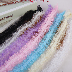 10mの二重層ポリエステルフラワー弾性レーストリム  作るヘアアクセサリー  ブラック  1-1/2インチ（37mm）  約10.94ヤード（10m）/箱&nbsp;OHAR-WR0001-02C