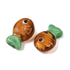 手作りランプワークビーズ  魚  ゴールド  19~19.5x12x8.5mm  穴：1.2~1.8mm&nbsp;LAMP-TAC0007-01E