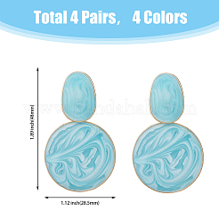 4 Pairs 4 Colors Alloy Enamel Flat Round Dangle Stud Earrings for Women&nbsp;EJEW-FI0002-65