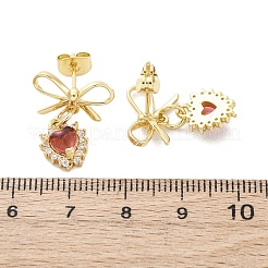 Brass Micro Pave Clear Cubic Zirconia Dangle Stud Earrings&nbsp;EJEW-F362-06G