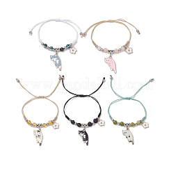 5Pcs 5 Colors Natural Gemstone Beads Braided Bead Bracelets&nbsp;BJEW-TA00621