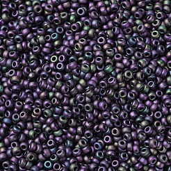 MIYUKIラウンドロカイユビーズ  日本製シードビーズ  11/0  （rr2019)マットメタリックナスアイリス  2x1.3mm  穴：0.8mm  約5500個/50g&nbsp;SEED-X0054-RR2019