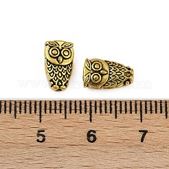 金属合金ビーズ  カドミウムフリー＆ニッケルフリー＆鉛フリー  アンティーク黄金  フクロウ  6x10.5x2.5mm  穴：1mm&nbsp;PALLOY-ZN-47233-AG-FF