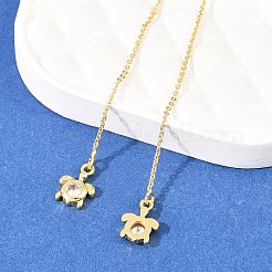 真鍮製クリアキュービックジルコニア耳飾り  ラックめっき  長持ちメッキ  鉛フリー＆カドミウムフリー  ゴールドカラー  カメ  59x7.5mm&nbsp;EJEW-H182-05B-G