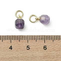 天然石アメジストペンダント  真鍮ループ付きのファセットテーブルカットキューブチャーム  ゴールドカラー  9x5.5x5.5mm  丸カン：5x0.8ミリ  内径：3mm&nbsp;PALLOY-JF05300-02