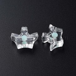 透明なアクリルビーズ  二層ビーズ  クラウン  アクアマリン  14x17.5x7mm  穴：2mm  約581個/500g&nbsp;MACR-S373-105-B03