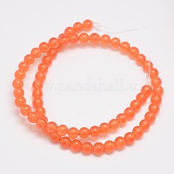 天然石&染め加工マレーシアジェイドビーズ連売り  ラウンド  トマト  6mm  穴：0.8mm  約64個/連  15インチ&nbsp;G-A146-6mm-A07