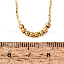 304ステンレススチール製ラウンドボールビーズペンダントネックレス（女性用）  イオンプレーティング（ip）  18KGP本金メッキ  16.14インチ（41cm）&nbsp;NJEW-K255-50G