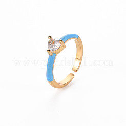 Brass Enamel Cuff Rings&nbsp;RJEW-T016-31F-NF