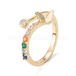 Brass Micro Pave Cubic Zirconia Cuff Rings&nbsp;RJEW-D112-05G