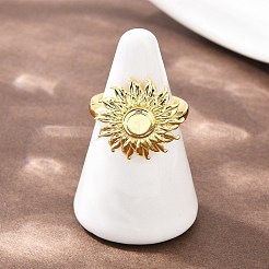 Brass Flower Cuff Rings for Women&nbsp;RJEW-A088-03G