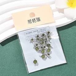 SHEGRACE Brass Pave Cubic Zirconia Flat Round Connector Charms&nbsp;XGRQ2O414-435D-P