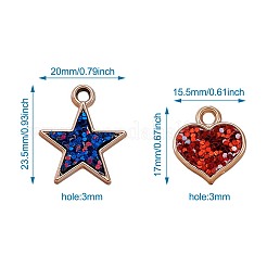 CCBプラスチックペンダント  スパンコール入り  スターとハート  ミックスカラー  24個/箱&nbsp;CCB-TA0001-01