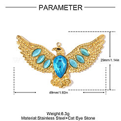 304 Stainless Steel Cat Eye Pendants&nbsp;STAS-OY008-94G
