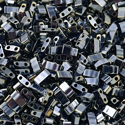 MIYUKIハーフティラビーズ  日本製シードビーズ  2の穴  （HTL464)ライトガンメタル  5x2.3x1.9mm  穴：0.8mm  約250個/10g&nbsp;X-SEED-J020-HTL0464