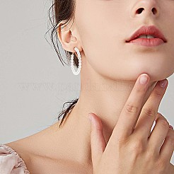 シェルパールビーズビッグフープピアス  女性のための合金ジュエリー  ゴールドカラー  53.5mm  ピン：0.8mm&nbsp;JE989A