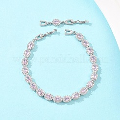 Platinum Tone Brass Micro Pave Cubic Zirconia Tennis Bracelets&nbsp;BJEW-B160-02P-01