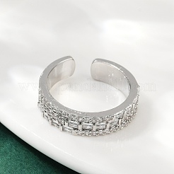Brass Micro Pave Cubic Zirconia Cuff Rings for Women&nbsp;RJEW-F182-04P