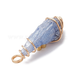 5Pcs 5 Styles Electroplated Natural Quartz Crystal Copper Wire Wrapped Pendants&nbsp;PALLOY-JF03430