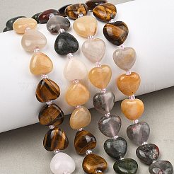 Gradient Color Natural Pink Aventurine & Tiger Eye & Topaz Jade & African Bloodstone & Chinese Southern Jade Beads Strands&nbsp;G-B185-A06