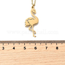 304 Stainless Steel Flamingo Shaped Pendant Cable Chain Necklaces for Women Men&nbsp;NJEW-Q032-02A-G
