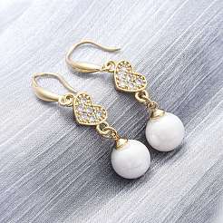 Brass Micro Pave Cubic Zirconia Dangle Earrings&nbsp;EJEW-F362-02G
