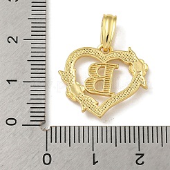 ハート真鍮のペンダント  長持ちメッキ  カドミウムフリー＆鉛フリー  18KGP本金メッキ  文字B  18x20x3mm  穴：3.5x7mm&nbsp;KK-I714-04G-B