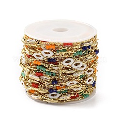 Handmade Brass Enamel Lip Link Chains&nbsp;CHC-M024-26G-02