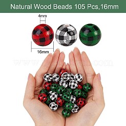 105Pcs 3 Colors Natural Wooden Beads&nbsp;WOOD-SZ0001-13