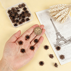 40個の真鍮ビーズキャップ  マルチ花弁  花  アンティークブロンズ  15.5~16x8.3mm  穴：0.8mm&nbsp;KK-PH0015-25AB