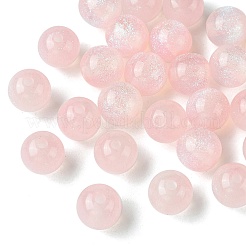 丸型模造キャットアイ樹脂ビーズ25個  グリッターパウダー付き  パールピンク  8mm  穴：1.6~1.8mm&nbsp;RESI-FS0001-65A
