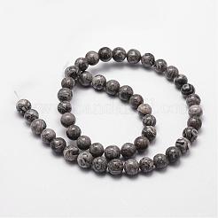 天然マップ石/ピカソ石/ピカソジャスパービーズ連売り  ラウンド  12mm  穴：1mm  約31個/連  14.9インチ〜15.1インチ&nbsp;G-D840-60-12mm