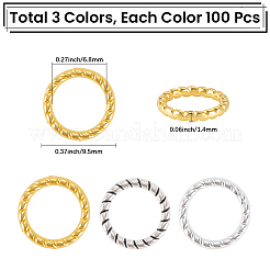 3色合金リンクリング300個  ねじれた丸いリング状  ミックスカラー  9.5x1.4mm  内径：6.8mm  100個/カラー&nbsp;FIND-SC0023-14