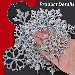 36Pcs Glitter Christmas Snowflake Plastic Hanging Ornaments&nbsp;HJEW-GF0001-64A