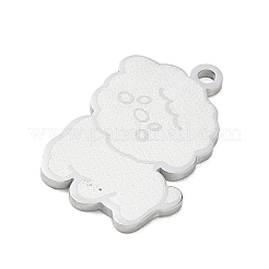 304ステンレスペンダント  犬のチャーム  艶出し  ステンレス鋼色  25x19x1.5mm  穴：1.9mm&nbsp;SA-CBAE115-08P