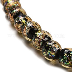 手作りの二色性箔ガラスビーズ連売り  ラウンド  キャメル  7.5~8mm  穴：1.3mm  約50個/連  13.58''（34.5センチメートル）&nbsp;DICH-U001-02H