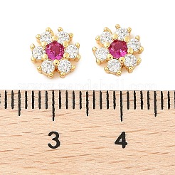 真鍮製マイクロパヴェキュービックジルコニアビーズ  カドミウムフリー＆ニッケルフリー＆鉛フリー  花  18KGP本金メッキ  7.5x7.5x3.5mm  穴：0.8mm&nbsp;KK-U056-16G-02