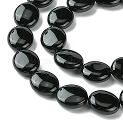 天然ブラックオニキス(染色&加熱)ビーズ連売り  フラットオーバル  13~14x12x5.5~6mm  穴：1.2mm  約29個/連  15.83''（40.2センチメートル）&nbsp;G-K365-B12-02
