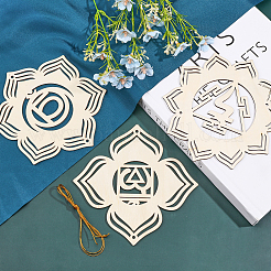 1 Set DIY Unfinished Bohemian Meditation Energy Symbol Wood Pendant Decoration Kits&nbsp;DIY-CA0005-60