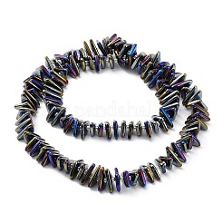 電気メッキ透明ガラスビーズ連売り  虹メッキ  三角形  ブラック  9x15.5~16mm  穴：1mm  約120個/連  24.57~25.67''（62.4~65.2センチメートル）&nbsp;EGLA-R114-01F