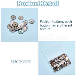 200Pcs 2-Hole Flat Round Natural Black Shell Buttons&nbsp;SHEL-HS0001-04