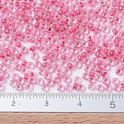 MIYUKIラウンドロカイユビーズ  日本製シードビーズ  11/0  （rr208)カーネーションピンク裏地クリスタル  11/0  2x1.3mm  穴：0.8mm  約50000個/ポンド&nbsp;SEED-G007-RR0208