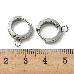 変色しにくい201ステンレススチール製ハギーフープピアス金具  垂直ループ付き  316サージカルステンレススチールイヤリングピン付き  リング  ステンレス鋼色  13x3mm  穴：2.7mm  ピン：1mm&nbsp;STAS-A167-01M-P