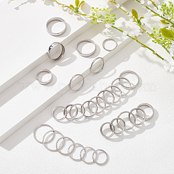 女性用ステンレススチール指輪 27スタイル 27個  プラチナ  2~6mm  内径：15.5~22.9mm  1個/スタイル&nbsp;RJEW-UN0003-04P